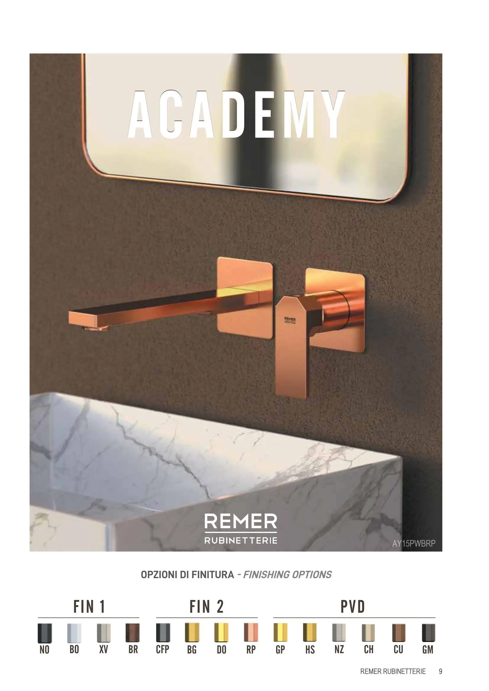 Remer Academy - gamma finiture e miscelatore a parete