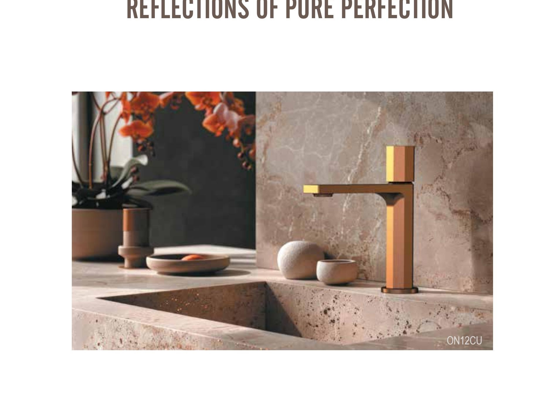 Miscelatore lavabo Remer Ottagono ON12CU in rame spazzolato PVD - rubinetteria moderna design