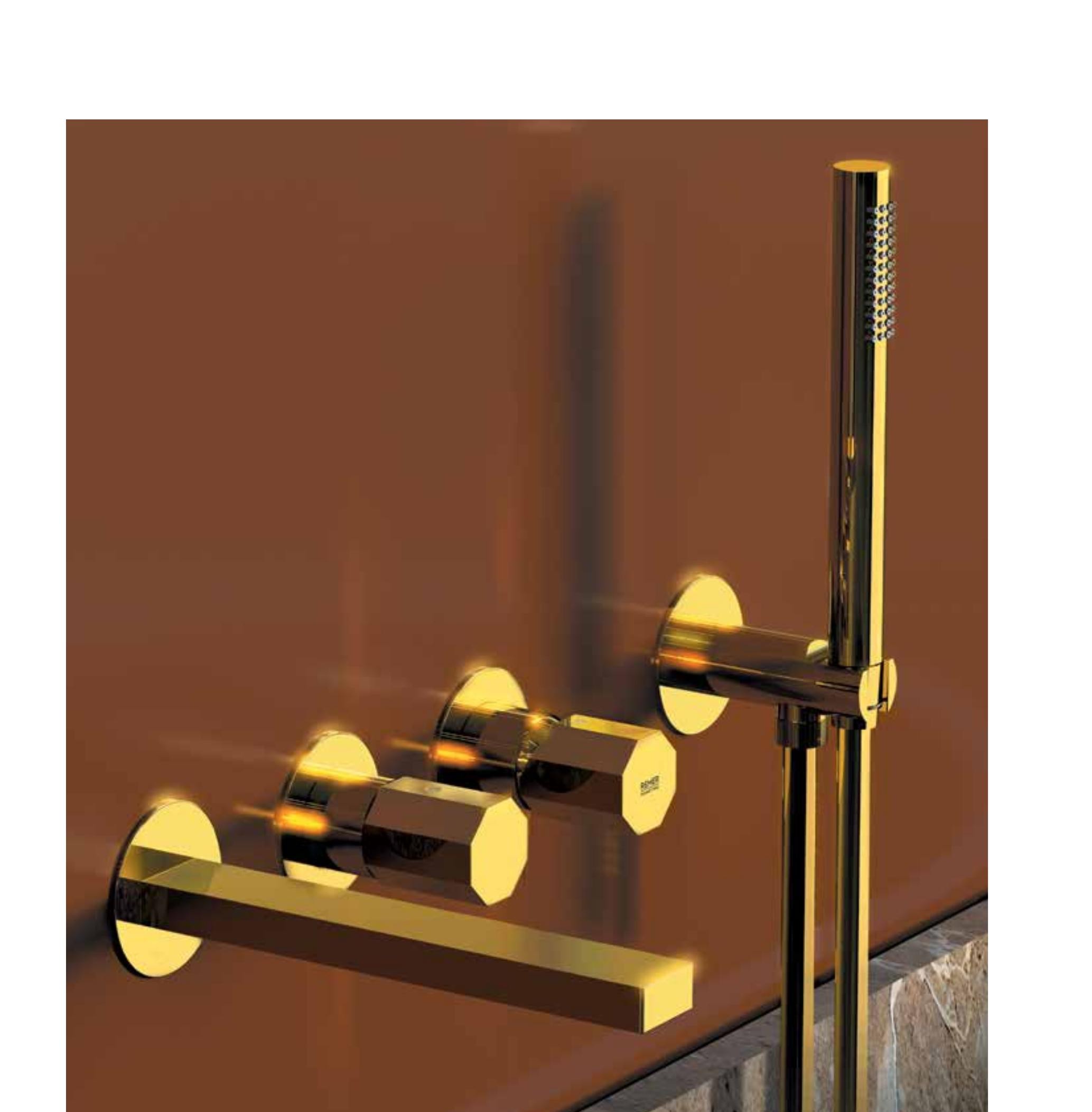 Set vasca incasso Remer Ottagono ON53D2PWBDO in Oro lucido miscelatore moderno bagno design